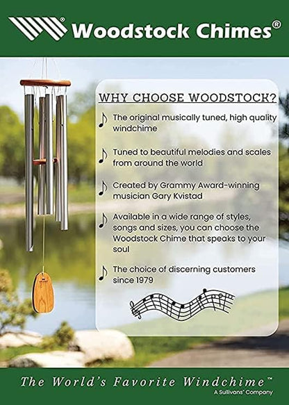 Woodstock Chimes Personalized Amazing Grace Wind Chime for Outside 40" Medium Silver,Outdoor Garden Decor, Memorial Gift for Loss Loved Ones P-AGLS03