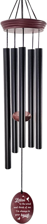 Sympathy Wind Chimes for Outside, 33.5" Large Memorial Wind Chime with Bird & Heart Sail, Remembrance Gift for Loss of Mother Father, Listen to the Wind Bereavement Gift, Black