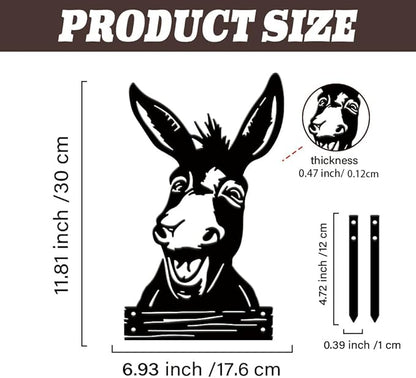 SUPERDANT Metal Donkey Garden Decor for Outside Funny Animals Yard Stakes for Decorations Outdoor Statues Iron Art Stake Decorative Silhouette Lawn Ornament Patio Porch Farmhouse Decoration Gifts