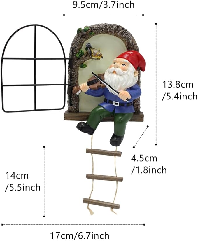 Outdoor Statues Fairy Garden Decoration, Miniature Garden Sculpture Statues Ornament, Outdoor Art Yard Gnomes Elf Tree Face Figurine, Glow in The Dark