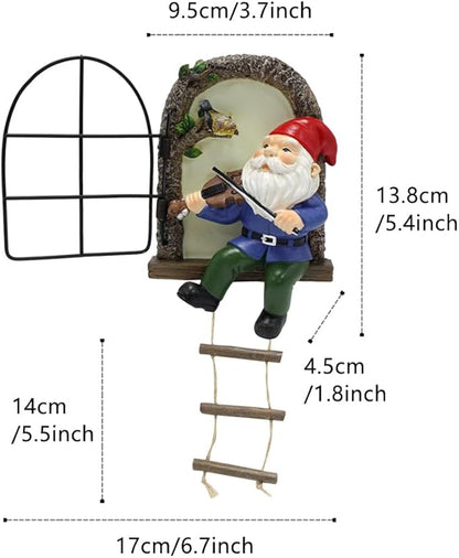 Outdoor Statues Fairy Garden Decoration, Miniature Garden Sculpture Statues Ornament, Outdoor Art Yard Gnomes Elf Tree Face Figurine, Glow in The Dark