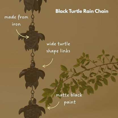 Gold & Garden Black Turtle Rain Chain, 16 Cups, 7.5 feet Long