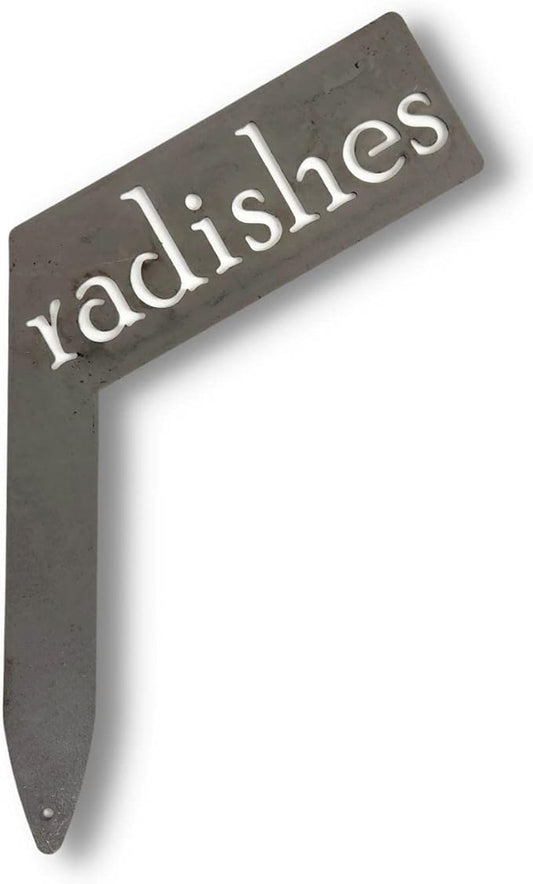 Planter Size Small Metal Garden Plant Vegetable Flower or Herb Markers 13.5 Inches Tall (radishes, Raw, Unfinished Steel)