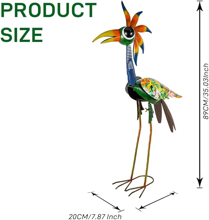 Metal Bird Sculpture,35" Bird Decor Yard Statue Decorations Outdoor,Funny Sculpture for Patio, Lawn, Backyard,Housewarming Gift for Mom, Friends