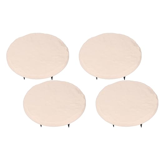 Outdoor Stepping Stones Garden Pathway Stones Landscape Stones 15.71in Round Polypropylene Resin with 6 Ground Stakes for Lawn Decor Walkway (Beige)