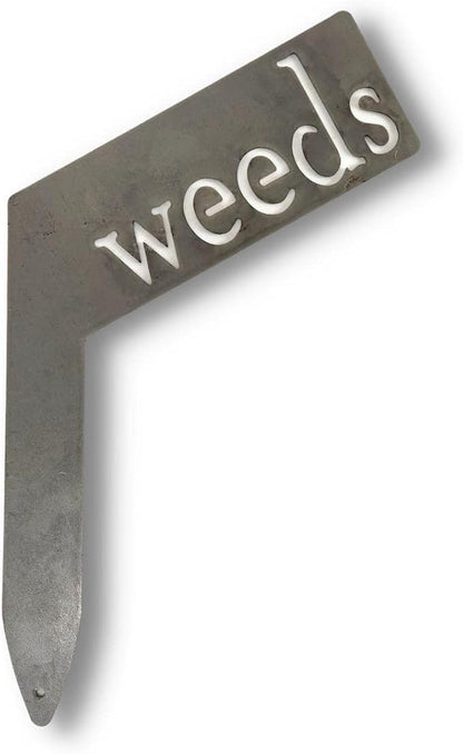 Planter Size Small Metal Garden Plant Vegetable Flower or Herb Markers 13.5 Inches Tall (weeds, Raw, Unfinished Steel)