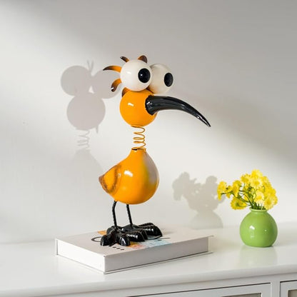 Yellow Big Eyes Bird Metal Garden Statues Yard Decorations Outdoor,13" Bird Decor Yard Statue Decorations Outdoor,Gardening Gifts for Women for Housewarming