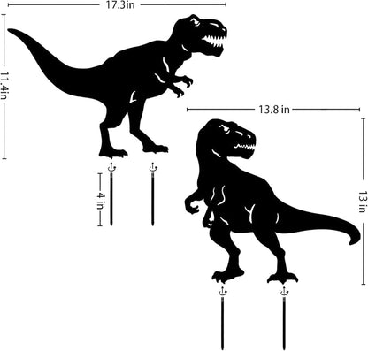 EZTZEN Dinosaur Metal Garden Stakes - Gifts for Women/Men/Lovers, Black Silhouette Statues, Outdoor Decor for Yard, Lawn Ornaments