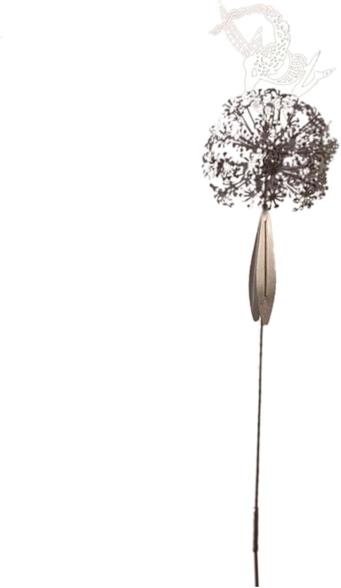 Flower Fairy Dancing with Dandelion, Fairy Garden Sculptures, Angel Metal Ornaments Gardens Art Sculpture, Stainless Steel Statue Garden Ornaments Art Decorations for Outdoor Yard Lawn Patio (F_flat)