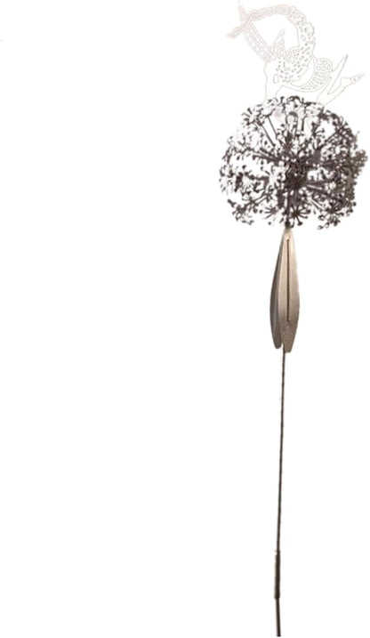 Fairies Wire Dandelion Stainless Garden Art Sculpture Steel Statue, Dancing Fairy Dandelion Garden Ornaments Art Decorations for Outdoor Yard Lawn Patio (F)