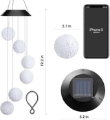 AceList Color Changing Solar Power Wind Chime Crystal Ball Wind Chime Wind Mobile Portable Waterproof Outdoor Windchime Light for Patio Yard Garden Home