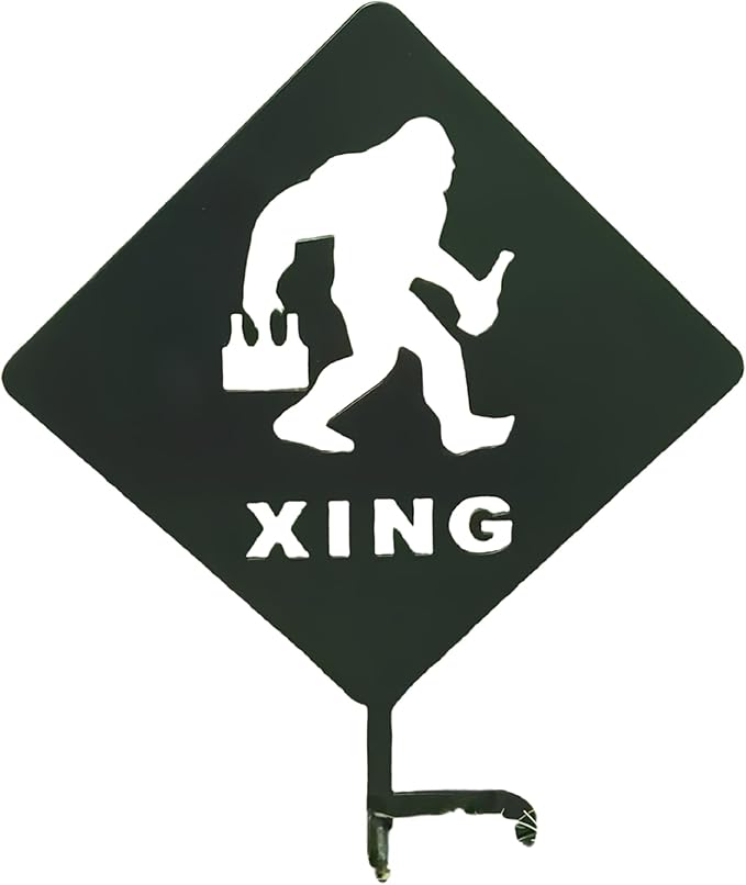 2025 Funny Bigfoot Garden Stake Metal Sign Art Yard Animal Decoration, Various Metal Sasquatch Black Big Foot Sculpture Outdoor Silhouette Statues for Garden Yard Patio Lawn (Crossing Sasquatch)