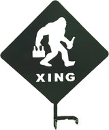 2025 Funny Bigfoot Garden Stake Metal Sign Art Yard Animal Decoration, Various Metal Sasquatch Black Big Foot Sculpture Outdoor Silhouette Statues for Garden Yard Patio Lawn (Crossing Sasquatch)