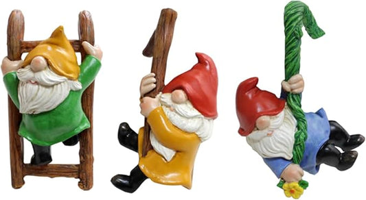 3 PCS Garden Gnomes Decor,Outdoor Garden Gnomes Crafts, Resin Statue,Flower Pot Landscape Dwarf for Home,Office and Chrismas.
