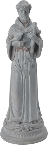 St Francis Garden Statue Outdoor - 24 in Garden Decorations Resin Standing Saint Francis with Cross Antique Finish Spiritual Gifts Religious Sculpture for Yard Lawn Farmhouse Decor Newman House Studio