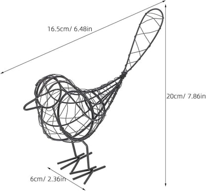 BESPORTBLE 1Pc 20x23cm Garden Figurines Creative Metal Iron Wire Bird Craft Garden Collectible Statue for Decoration Garden(Black)