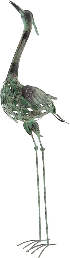 Deco 79 Metal Crane Decorative Garden Sculpture Indoor Outdoor Garden Statues, Set of 2 Outdoor Sculptures 40", 38"H, Green