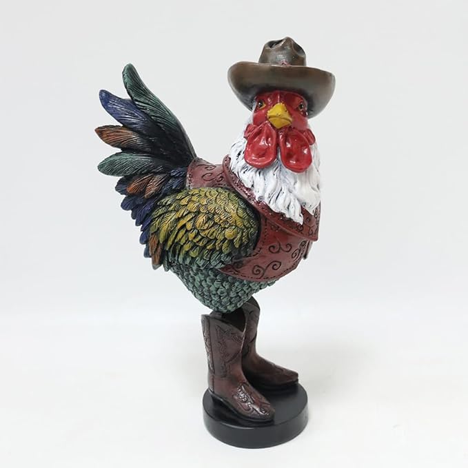 LIFFY Rooster Decor for Outside,13" Resin Rooster Statue Indoor Home Decor Ornaments,Garden Chicken Yard Decorations Outdoor for Balcony, Patio, Lawn,Farm Animal Figurines Gift for Rooster Lover