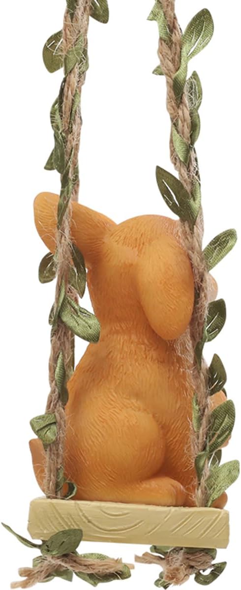 Swing Animals Garden Statue Outdoor Decor, Resin Hanging Animals Figurine Tree Ornaments Yard Art Sculpture for Stump Branch Patio Lawn Decorations (Couple Rabbits)