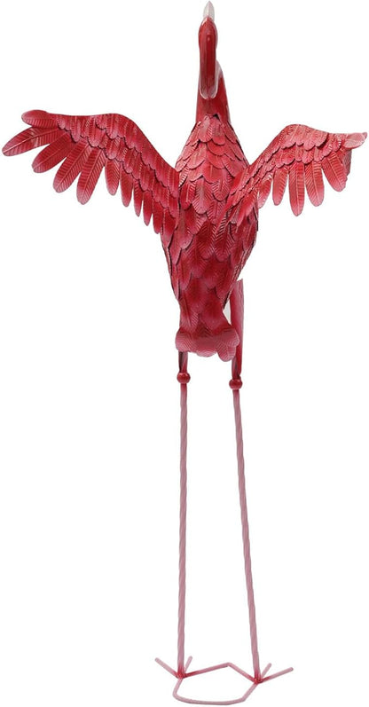 Outdoor Flamingo Garden Statues Set of 1/2/3, Metal Lawn Art Decorations with Rustproof Iron, Lifelike Tropical Bird Sculpture for Yard Patio Terrace Wedding Birthday Gift
