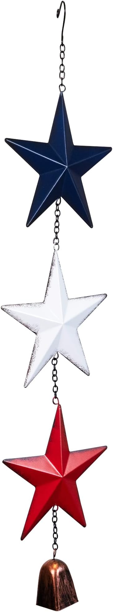 Metal Stars and Bell Hanging Patriotic Wind Chime Decoration - 26"