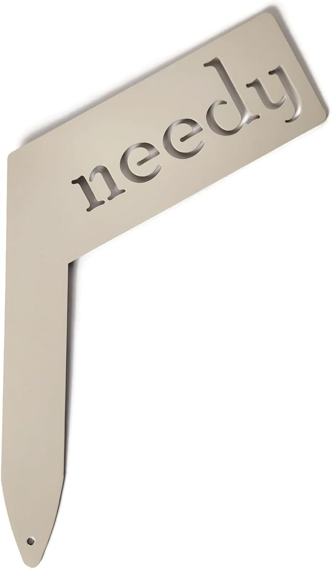 Planter Size Small Metal Garden Plant Vegetable Flower or Herb Markers 13.5 Inches Tall (needy, Cream)