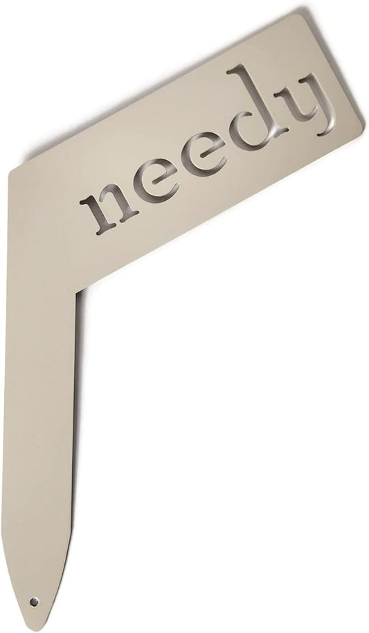 Planter Size Small Metal Garden Plant Vegetable Flower or Herb Markers 13.5 Inches Tall (needy, Cream)