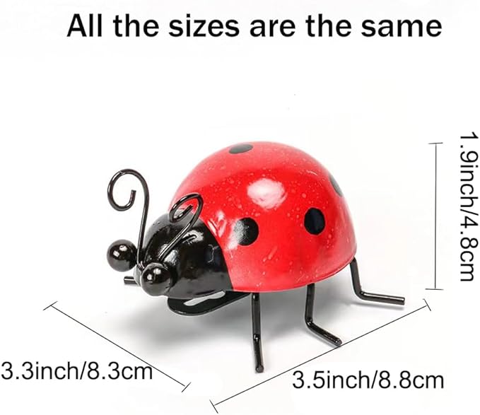 Cruis Cuka Cute Colorful Ladybug Metal Garden Decor, Set of 8 (4 Colors*2) Outdoor Yard Art, Lawn Ornaments, Fence & Patio Wall Sculptures, for Mom, Housewarming