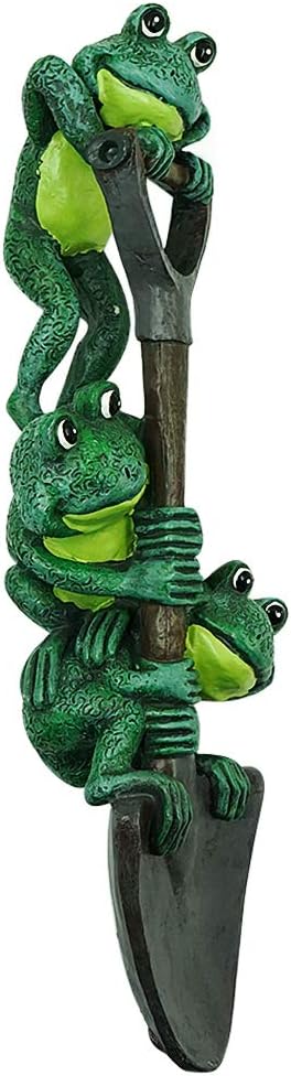 DreamsEden Frog Garden Statue Lawn Ornament Decor, 3 Cute Frogs Figurines on a Shovel, Fairy Outdoor Patio Yard Decorations