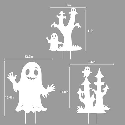 Halloween Decorations White Ghost,Metal Decorative Garden Stakes for Women/Men, Ghosts Silhouette Statues Decor for Yard Art,Patio,Backyard,Outdoor,Forests,Lawn Ornaments