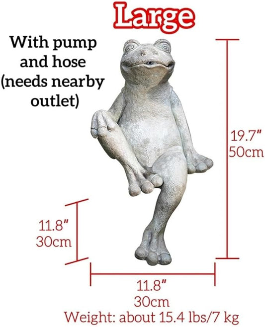 Whimsical Animal Pond Spitter, Outdoor Water Fountain with Pump and Hose, Antique Style Garden Water Fountain for Patio, Yard, Pond and Indoor Decor(Large)