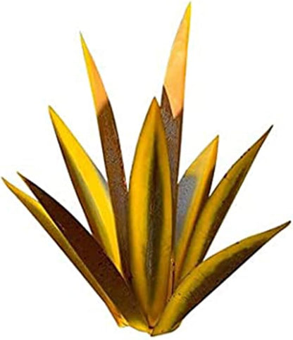 KRYSA DIY Metal Agave Plant Art Yard Tequila Art Sculpture, Anti-Rust Metal Tequila Agave Plant, for Yard, Garden Lawn Ornaments (Yellow,10.6 inches)