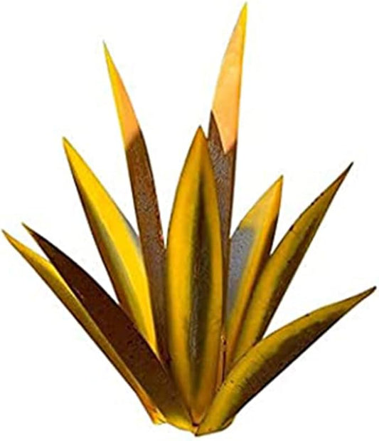 KRYSA DIY Metal Agave Plant Art Yard Tequila Art Sculpture, Anti-Rust Metal Tequila Agave Plant, for Yard, Garden Lawn Ornaments (Yellow,10.6 inches)