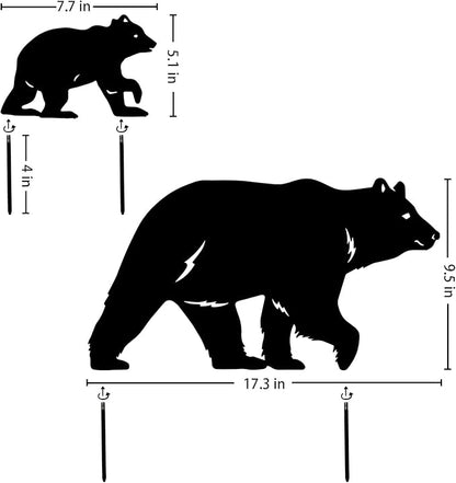 Bear Metal Garden Stakes Decorative Bear Gifts for Women/Men Bear Lovers Gifts,Black Bear Silhouette Statues for Yard Art,Outdoor Decor,Outside,Patio,Lawn Ornaments,Garden Decorations