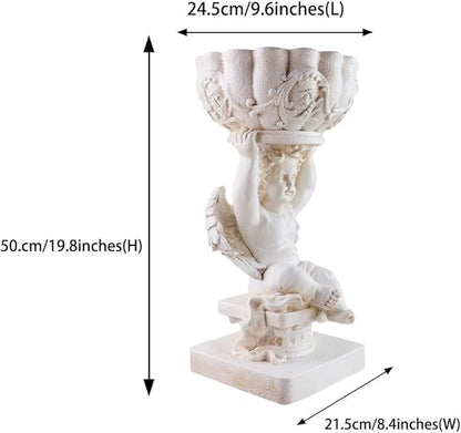 Decorative Roman Column Pedestal, English Rosette Indoor Outdoor Sculptural Garden Plinth Base Statue Riser, Weatherproof Sturdiness Plinth Base Statue Riser for Statues, Flower Pots, Decor, Cast Stone Resin (1449)
