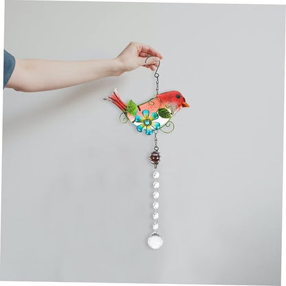 INOOMP Stained Bird Hanging Decor Bird Ornament with Crystals for Garden and Home Vibrant Art Sculpture for Tree and Outdoor Scene