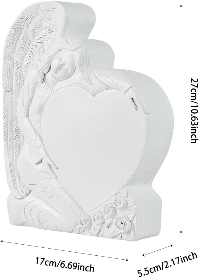 Personalized Memorial Garden Stones Angel Stones Engraved with Any Word - Outdoor Grave Markers Cemetery Stones Memorial Plaques with Angel Statue for Sympathy Gifts