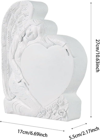 Personalized Memorial Garden Stones Angel Stones Engraved with Any Word - Outdoor Grave Markers Cemetery Stones Memorial Plaques with Angel Statue for Sympathy Gifts