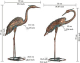 Metal Crane Garden Statues for Outdoor, Stainless Steel Antique Patina Standing Blue Heron Decoy, Large Sandhill Cranes Sculptures for Yard and Garden, Bird Yard Art for Patio Lawn Backyard Pond