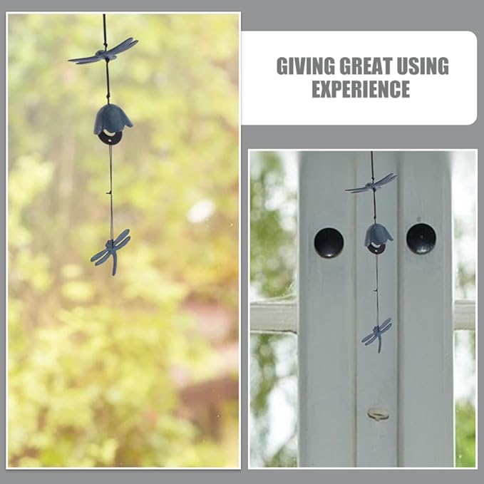Milisten 2pcs Vintage Iron Wind Chime Japanese Hanging Decor for and Patio Design Unique Hummingbird and Dragonfly Shapes Elegant Outdoor Ornament