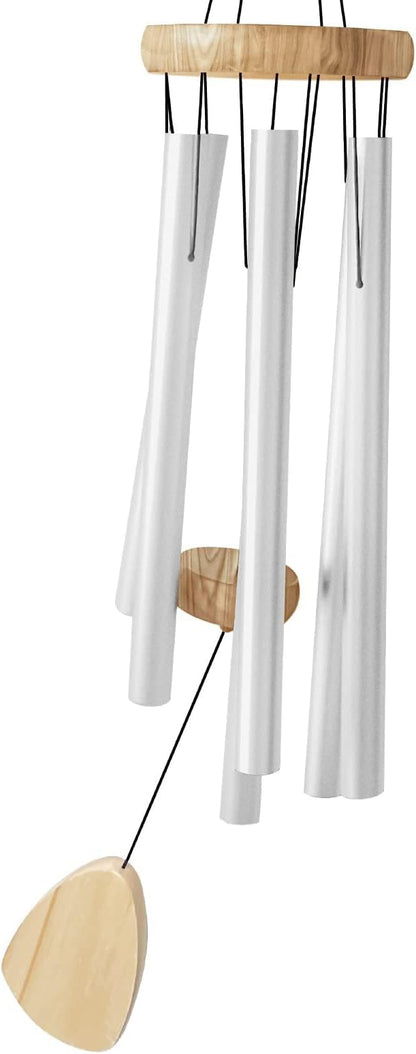 Wind Chimes for Outside with Wood Wind Catcher, 37 Inches Large Aluminum Windchimes Outdoors for Patio Decoration & Zen Atmosphere, Best Gifts for Mom(White)