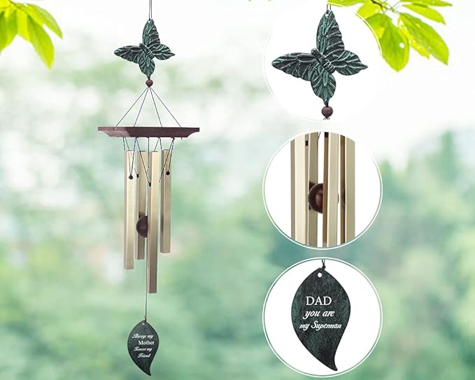 ASTARIN Personalized Wind Chimes for Father, Grandfather, Small Wind Chimes Outdoor, Hummingbird Wind Chime, Father's Day, Birthday Gift from Daughter, Son