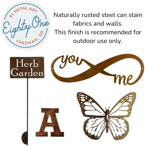 Planter Size Small Metal Garden Plant Vegetable Flower or Herb Markers 13.5 Inches Tall (squash, Naturally Rusted)