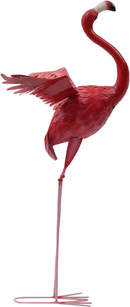 Outdoor Flamingo Garden Statues Set of 1/2/3, Metal Lawn Art Decorations with Rustproof Iron, Lifelike Tropical Bird Sculpture for Yard Patio Terrace Wedding Birthday Gift