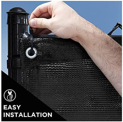 Boen - Backyard Privacy Screen Fence Covering 4' x 50' - Black - Instant Outdoor Privacy Fence Screen for Any Metal, Chain Link, Wood Panels or Plastic Fencing - Shade & Block Wind Privacy Wall