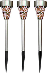 6Pcs Solar Mosaic Border Lawn Garden Lights, LED Mosaic Stake Lights Pathway Landscape Lighting for Patio Walkway Driveway Outdoor Christmas Garden Home Decoration (Orange/Yellow)