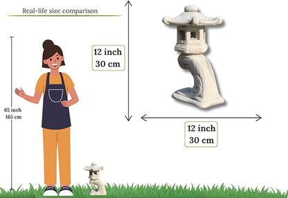 Japanese Pagoda Statue Outdoor Lantern Sculpture Zen Garden Decoration Chinese Stone Style Cement Oriental Lantern Figure Concrete Yard Gift Asian Ornament