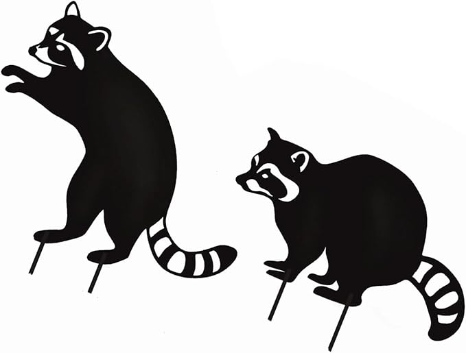 Metal Raccoon Garden Stake Outdoor Yard Ornament Decorative Statue For Lawn Garden Sculpture Waterproof Decorations Iron Sculpture