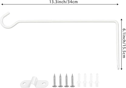 13.3 Inch Metal Wall Plant Hangers, Heavy Duty Hanging Hooks for Plants, Bird Feeders, Wind Chimes and Flower Baskets, Indoor and Outdoor Use, 4 Pack White