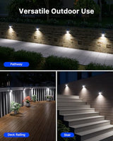 4 Pack Solar Fence Lights - Motion Sensor, Cool White